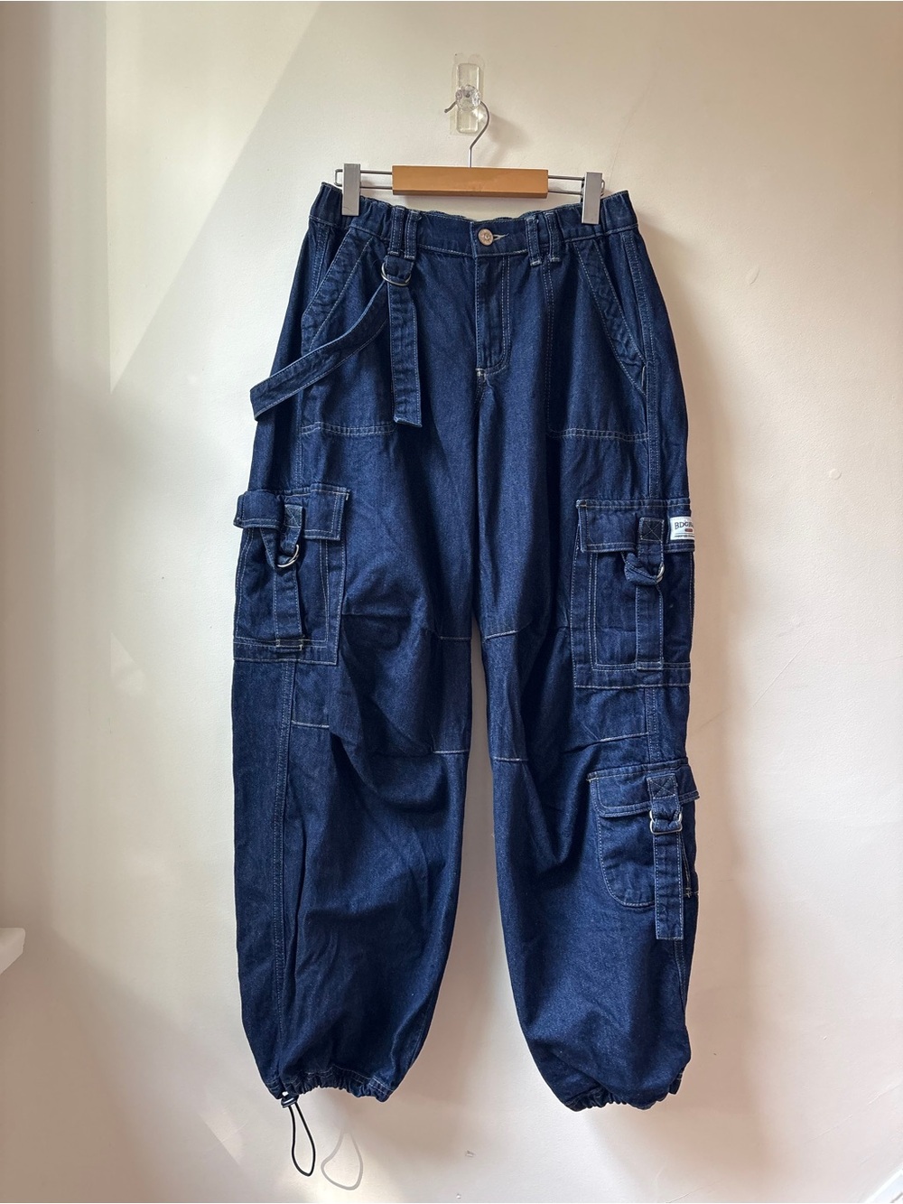 BDG Dark Blue Wide-Leg Cargo Jeans for Women - Picture 10 of 15